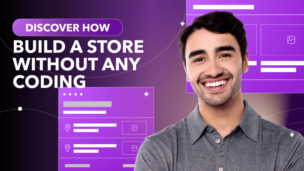 Person building an online store using drag-and-drop tools without coding